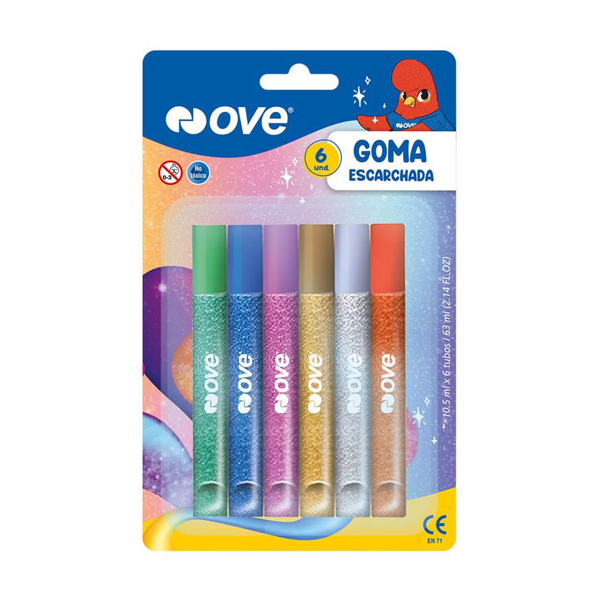 Goma Escarchada Ove Metálicos 10.5 Ml X 6 Colores